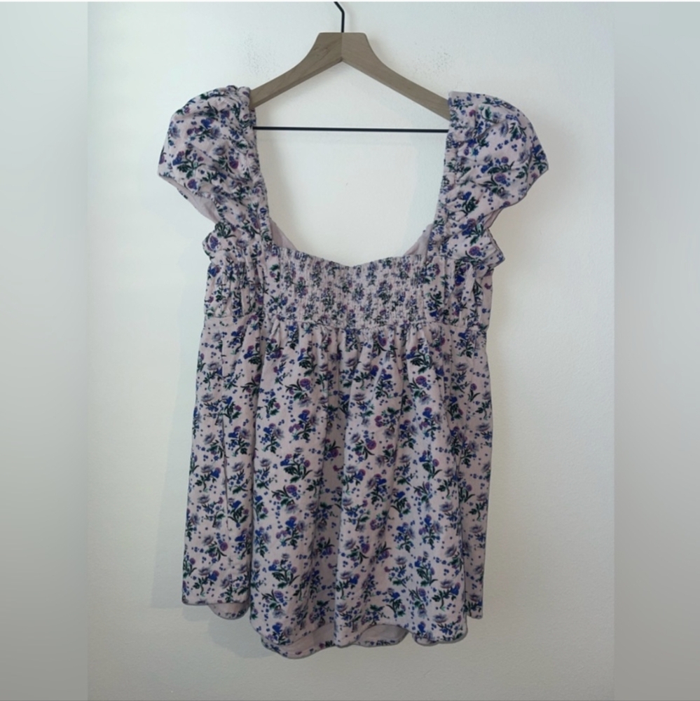 Free People Gaia Printed Tunic Lilac Floral Corduroy Bow Floral Mini Dress - Picture 5 of 11
